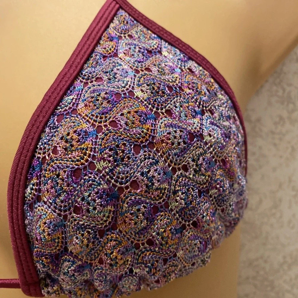 Xhilaration Multicolored Crocheted Paisley Bikini Top
